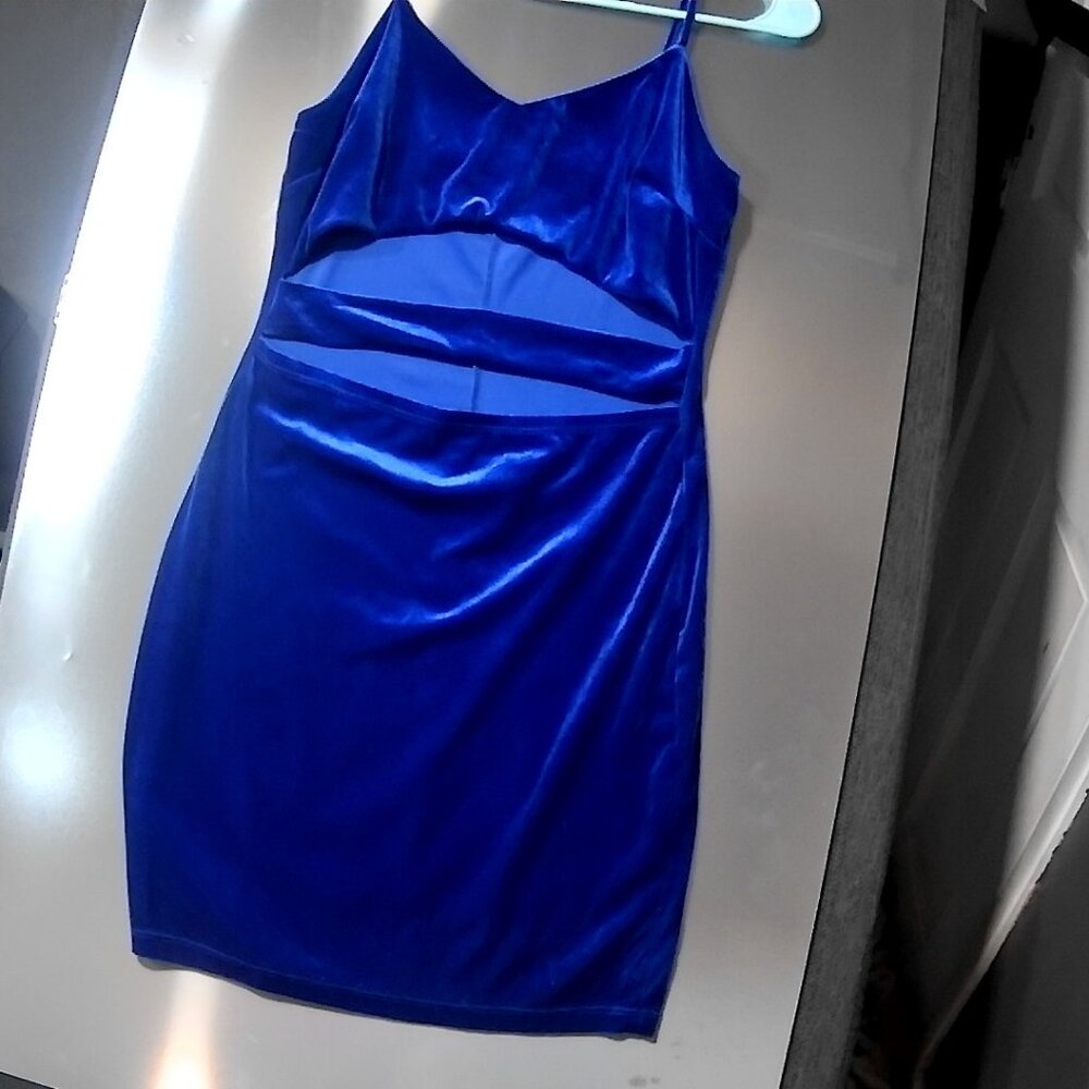 Blue Velvet Mini Cocktail Dress
